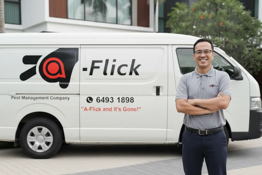 A-Flick technician posing in front of his van