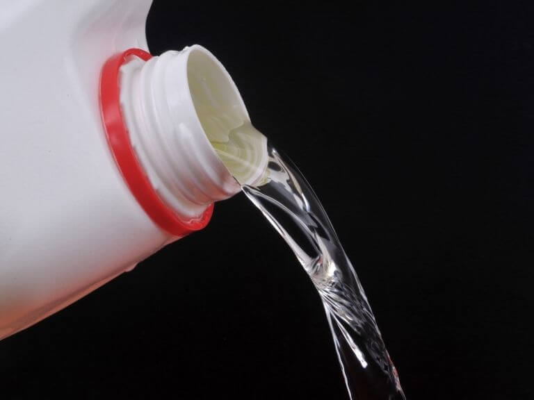 bleach being poured out